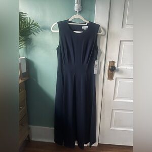 NWT Calvin Klein Pleated Fit & Flare Dress - Navy